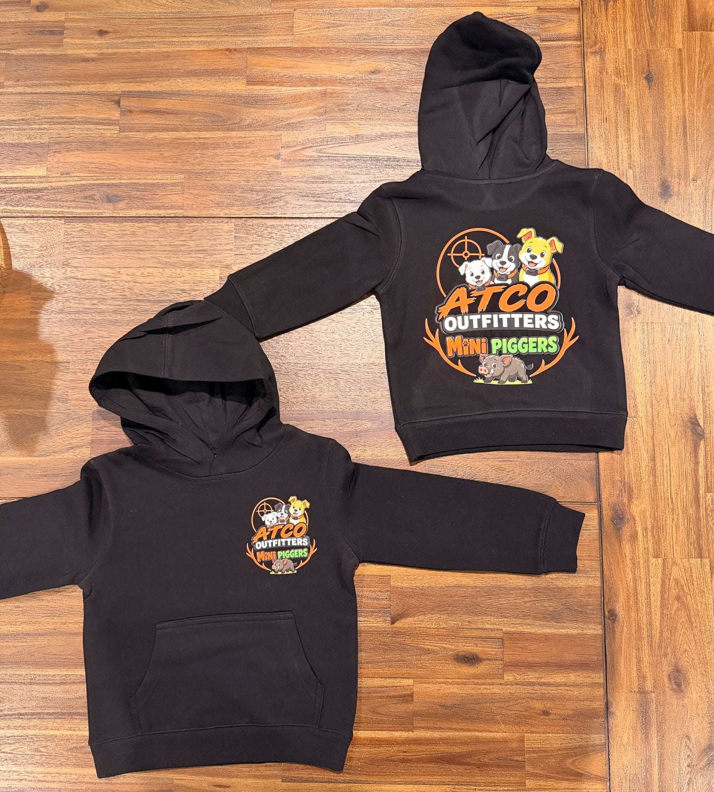 Kids mini piggers hoodie black